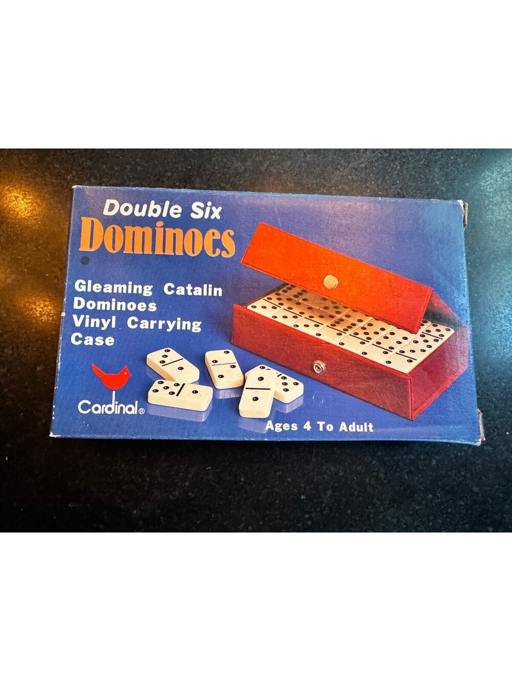 Vintage Cardinal Double Six Catalin Dominoes Set • Pristine New Old Stock